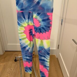 Beach Riot Pink and Blue Tie-Dye Leggings